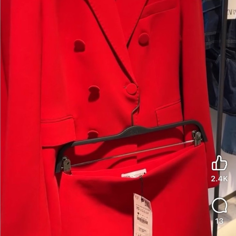 Zara Women's Red Blazer with Skirt - Picture 9 of 12
